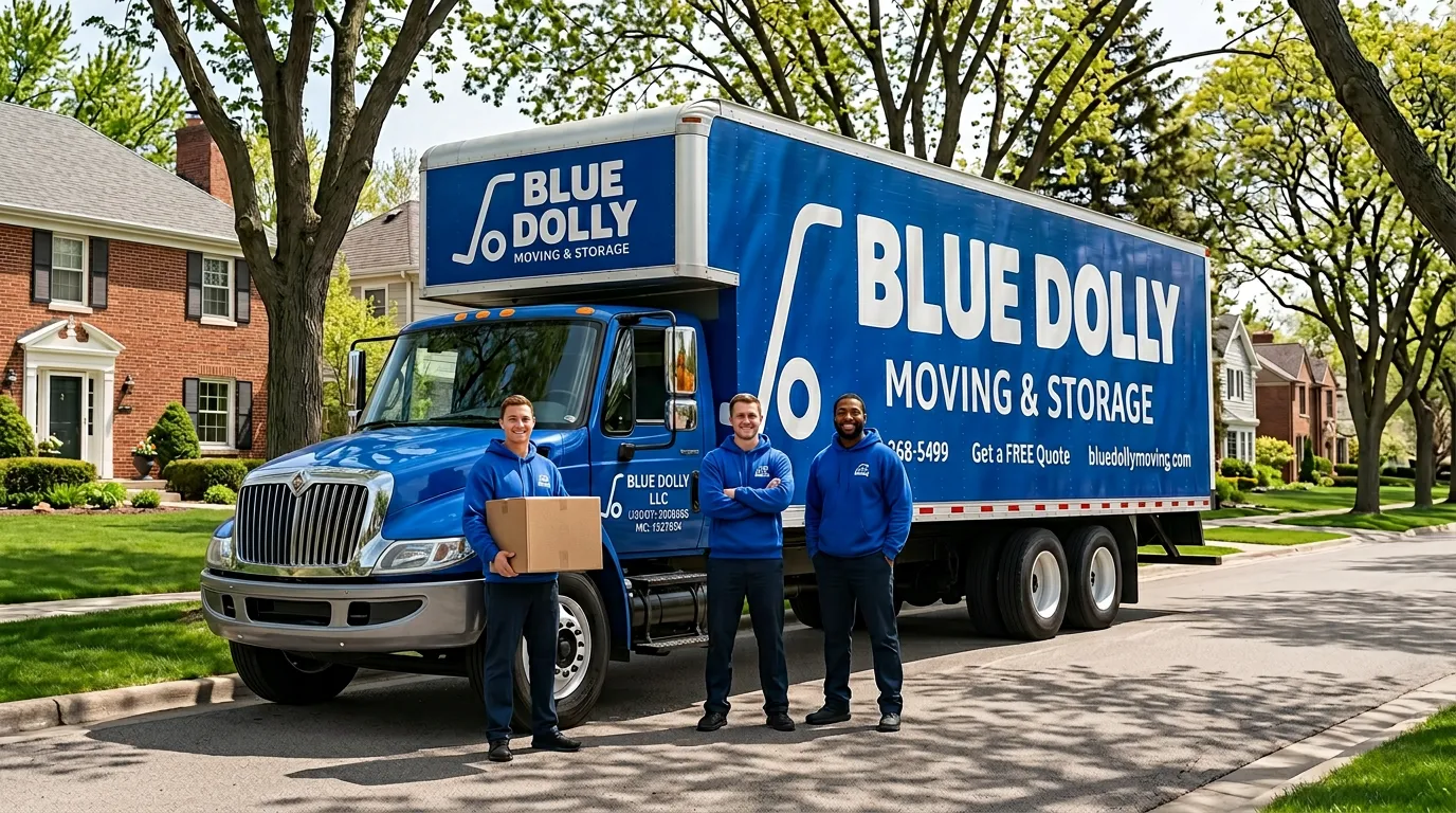 Blue Dolly movers loading a truck with flexible 0% financing available in Minnesota