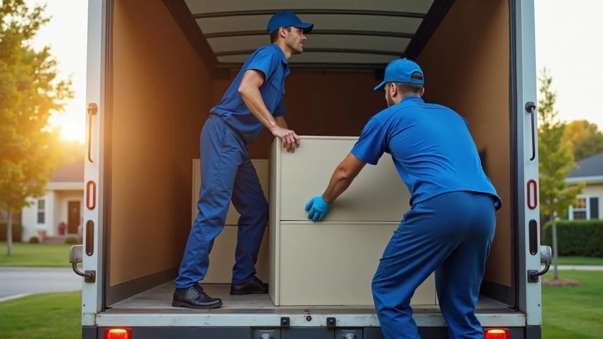 Blue Dolly professional movers carefully loading furniture into a moving truck in Minneapolis, Minnesota
